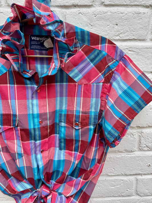 Pink Rodeo Revival Repurposed Wrangler Shirt | Size L | Measures 21” across