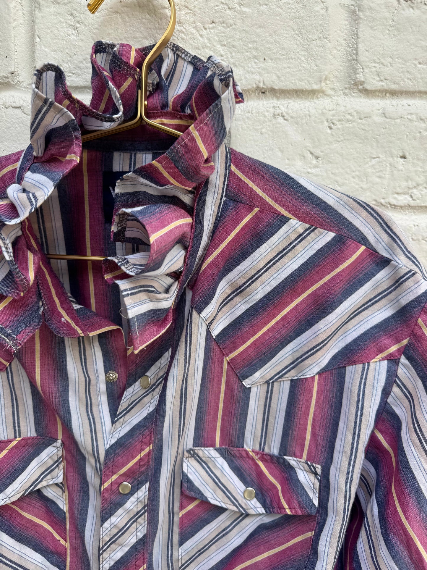 Wine Country Ruffle Western Shirt | Rescued • Recycled & Revamped-,Size L Chest 23”