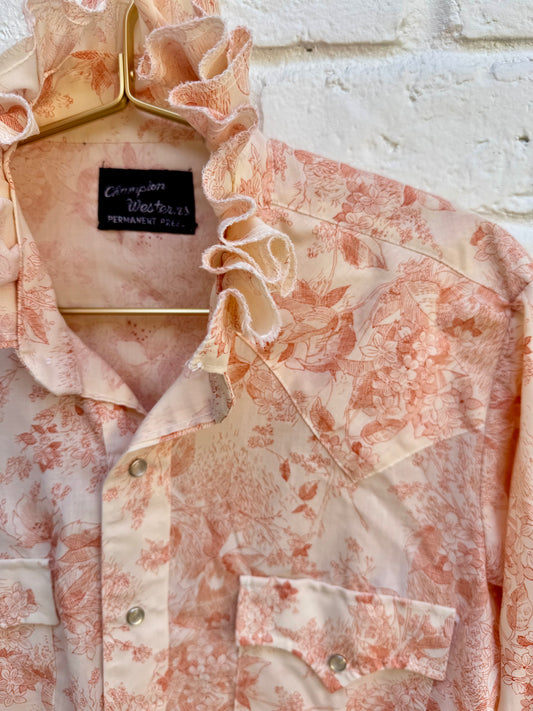 Vintage Floral Pearl Snap Men’s Revamped Shirt Size Unknown