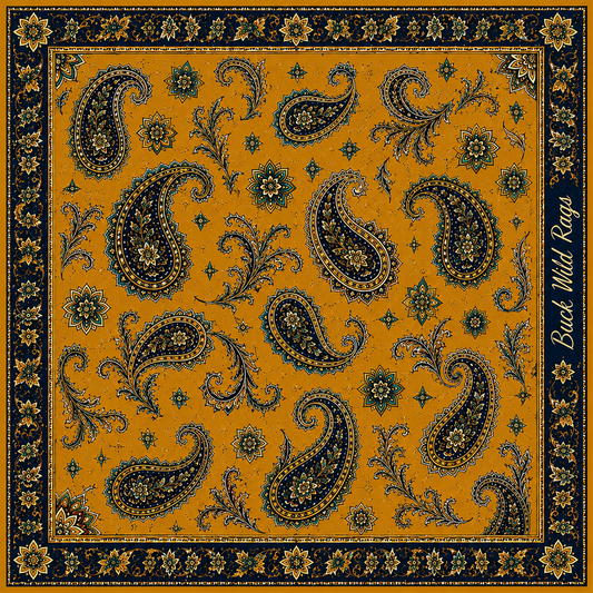 Prairie Gold Paisley | Heritage Collection – 100% Silk Wild Rag | 42”

Bold Western Heritage. Timeless Silk Elegance.