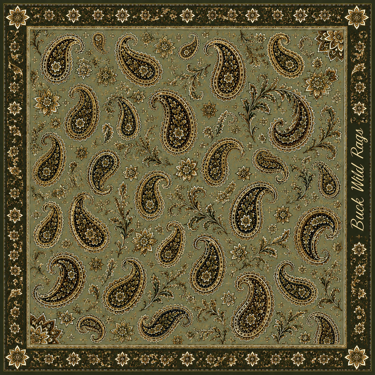 Heritage Collection | Sage Paisley | 100% Silk Wild Rag – 42”

Timeless Western elegance. Exclusively Buck Wild Rags.