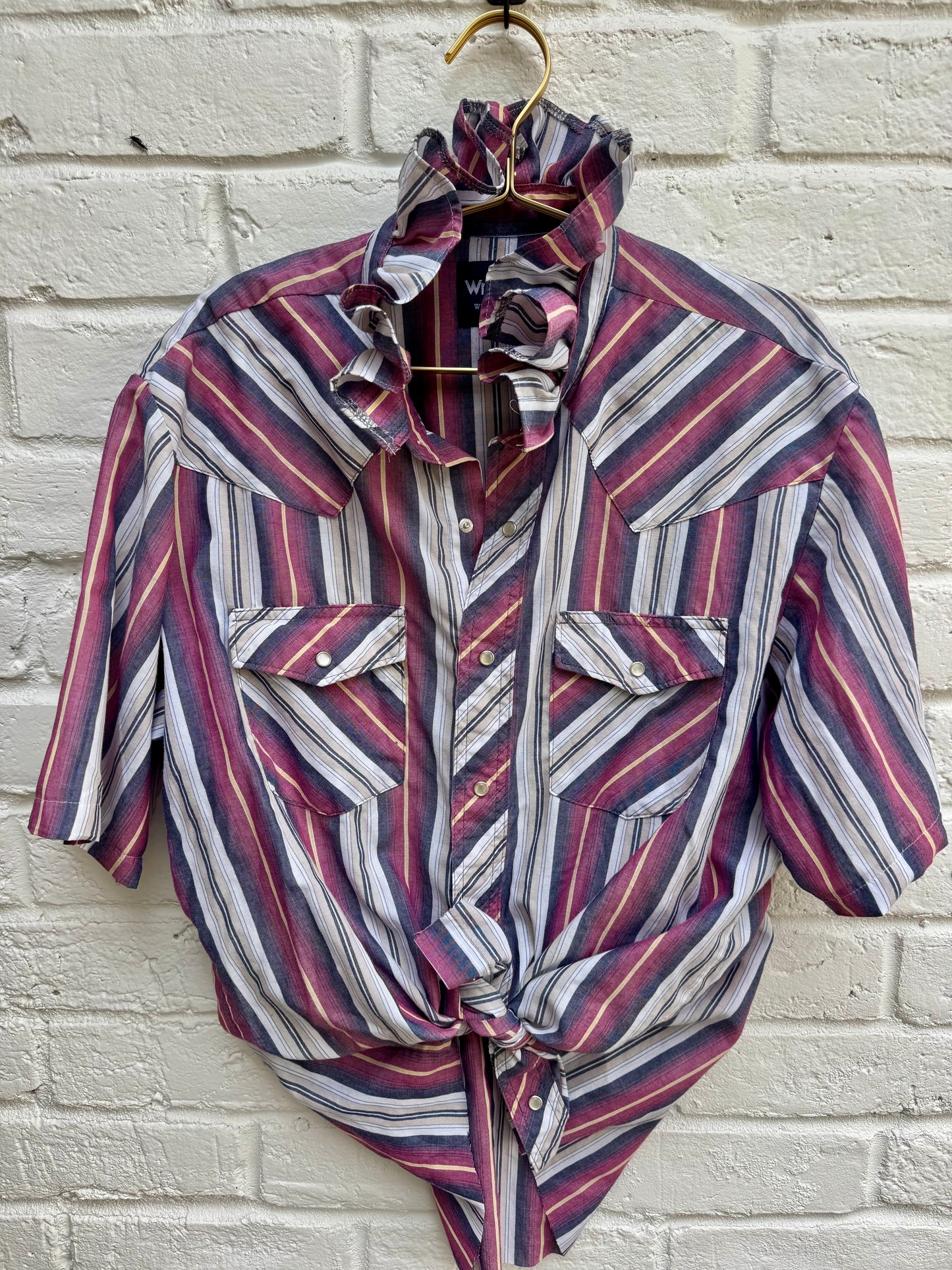 Wine Country Ruffle Western Shirt | Rescued • Recycled & Revamped-,Size L Chest 23”