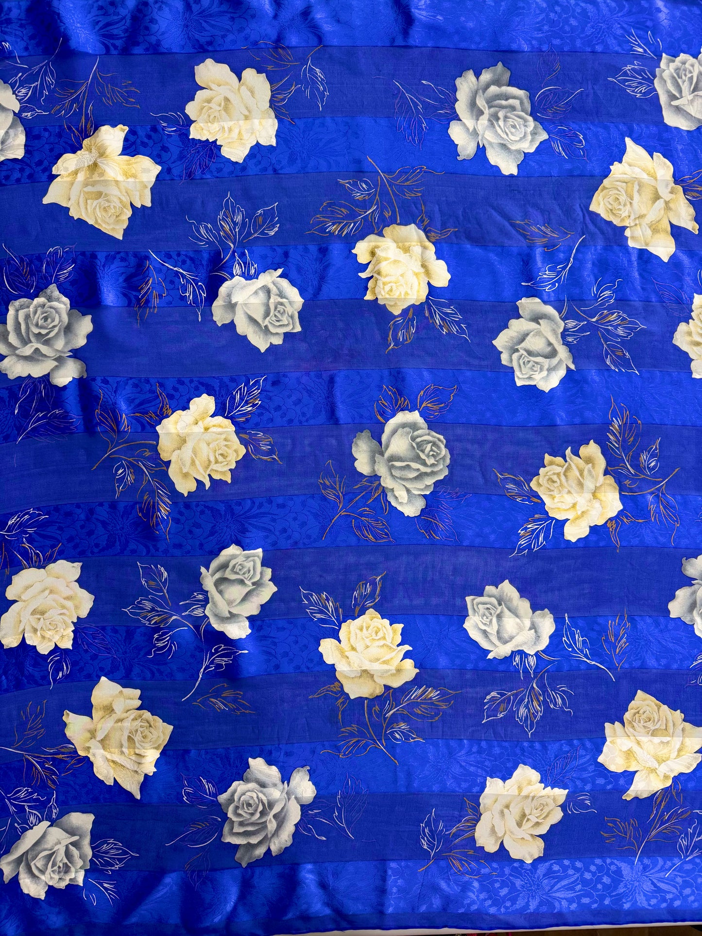Vintage Renoma Paris 100% Silk Scarf | Royal Blue Roses | 36” Square