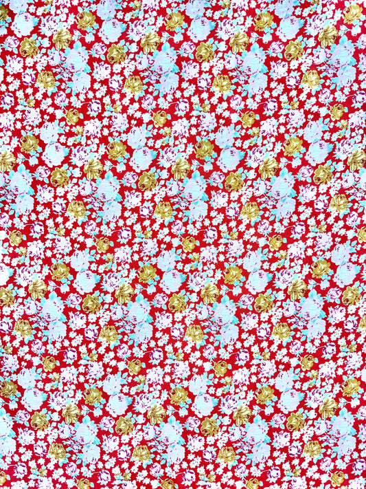 Crimson Rose Floral Wild Rag- 42”