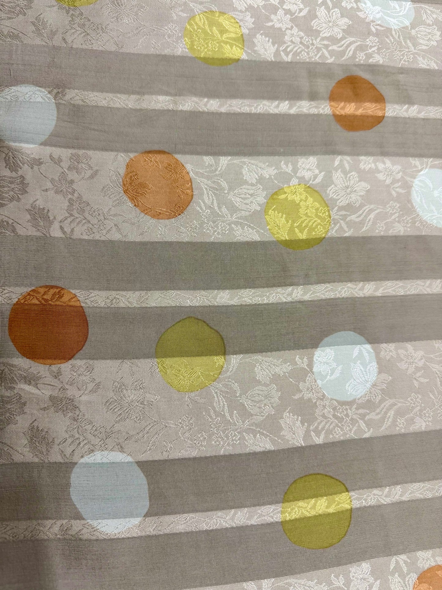 Vintage Pastel Polka Dot & Stripe Silk Scarf – 35”