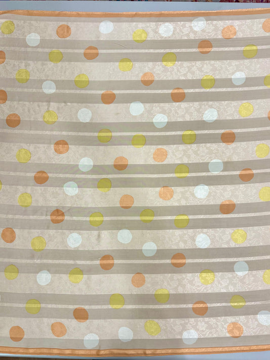 Vintage Pastel Polka Dot & Stripe Silk Scarf – 35”