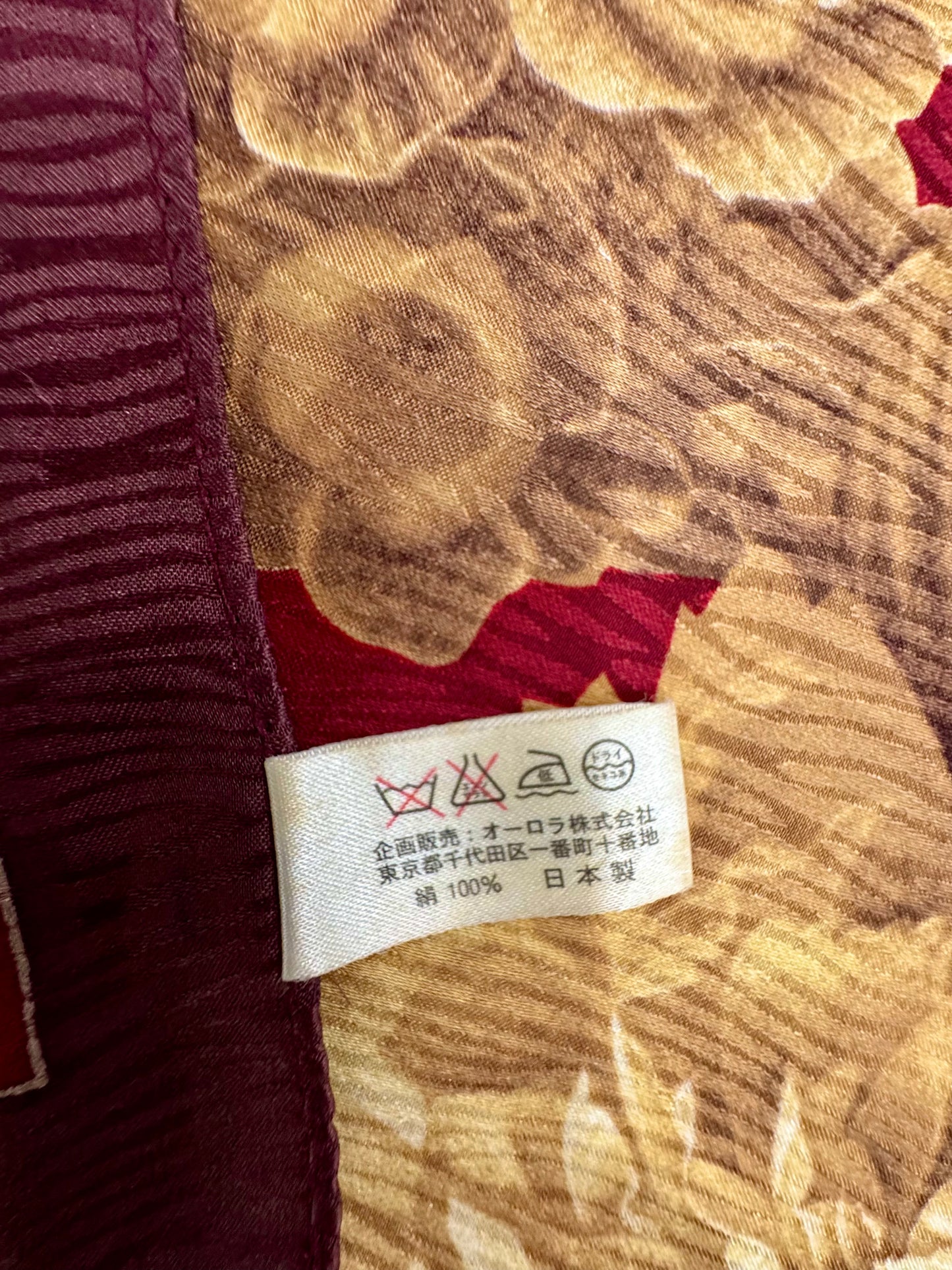 Vintage Luciano Soprani Burgundy & Gold Floral Silk Scarf – 35”