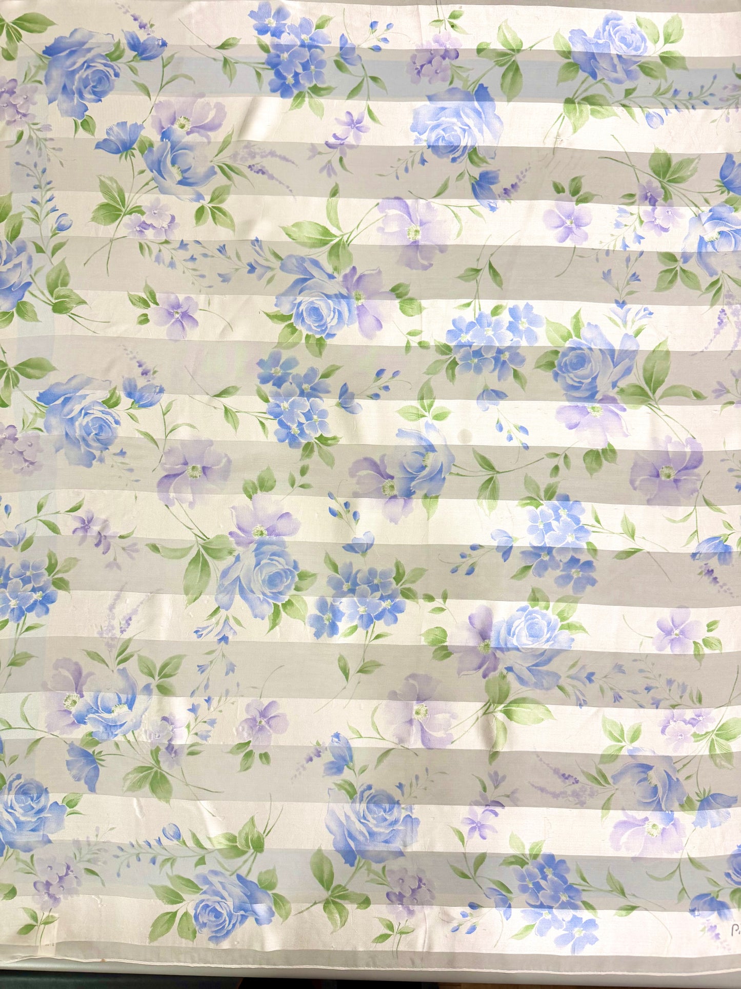 Pierre Cardin Blue Rose & Lavender Silk Scarf – 35”
