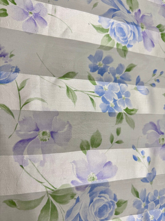 Pierre Cardin Blue Rose & Lavender Silk Scarf – 35”