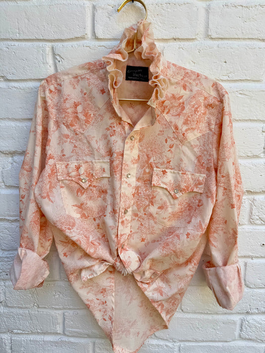 Vintage Floral Pearl Snap Men’s Revamped Shirt Size Unknown