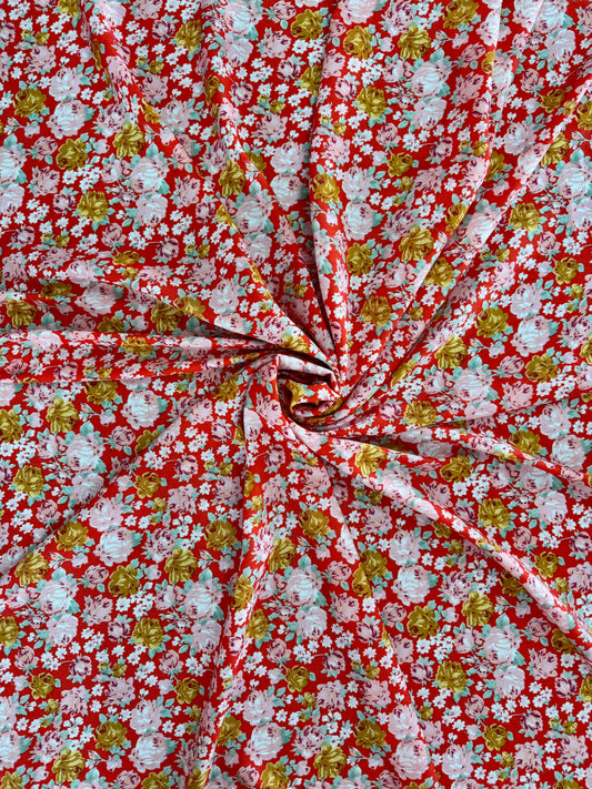 Crimson Rose Floral Wild Rag- 42”