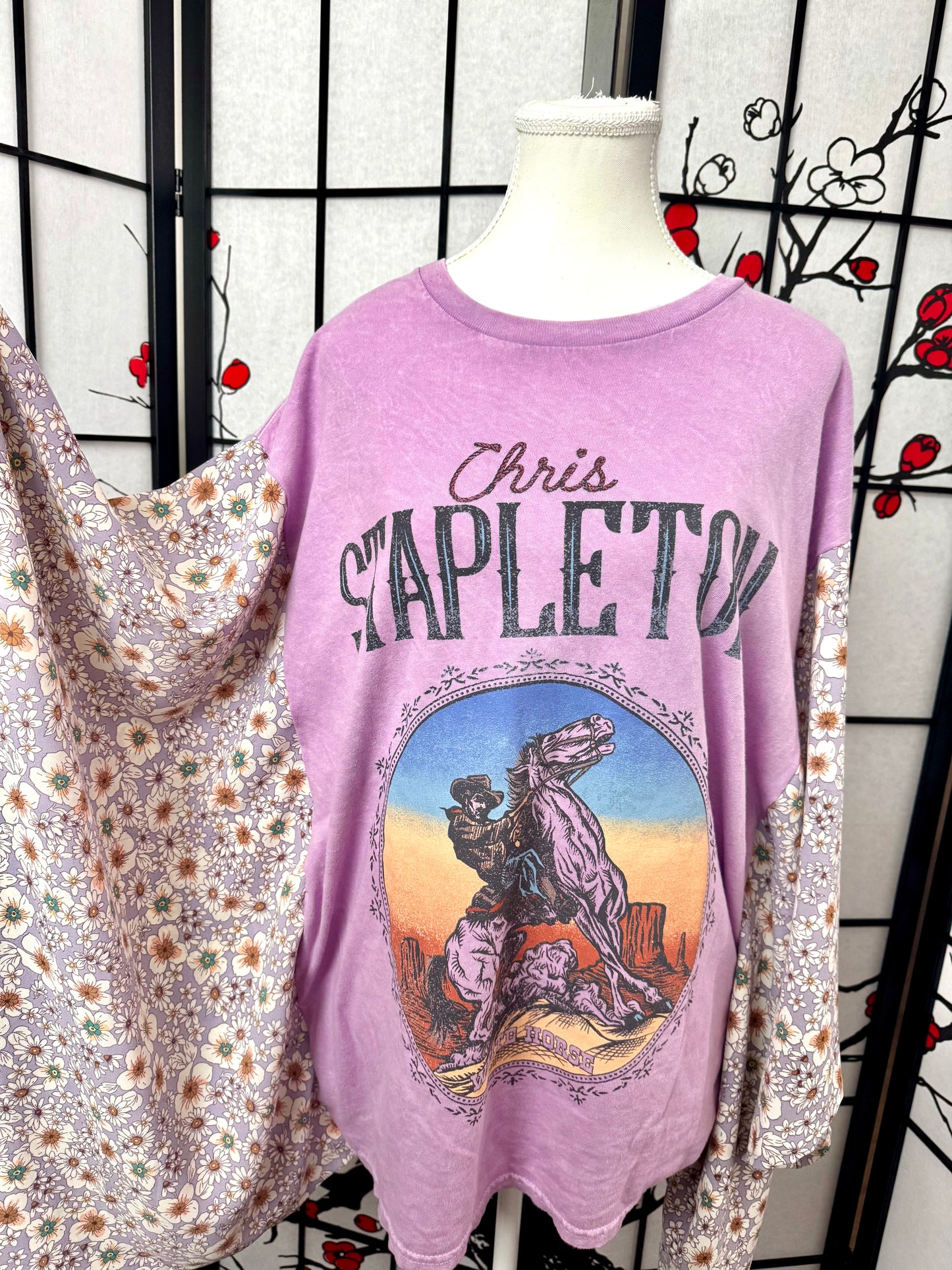 Cowgirl Kimono – Unique Handmade  Chris Stapleton Concert Tee Western Boho Fashion for Women• Size L