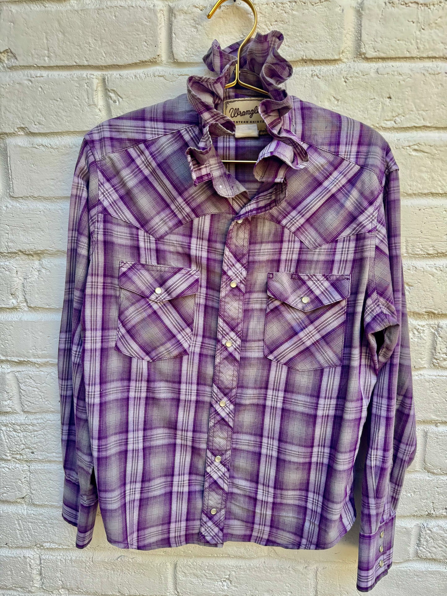Vintage Wrangler Pearl Snap. Revamped Men’s Shirt- Size Unknown