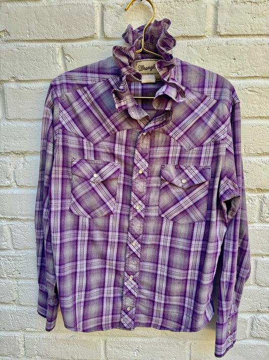 Vintage Wrangler Pearl Snap. Revamped Men’s Shirt- Size Unknown