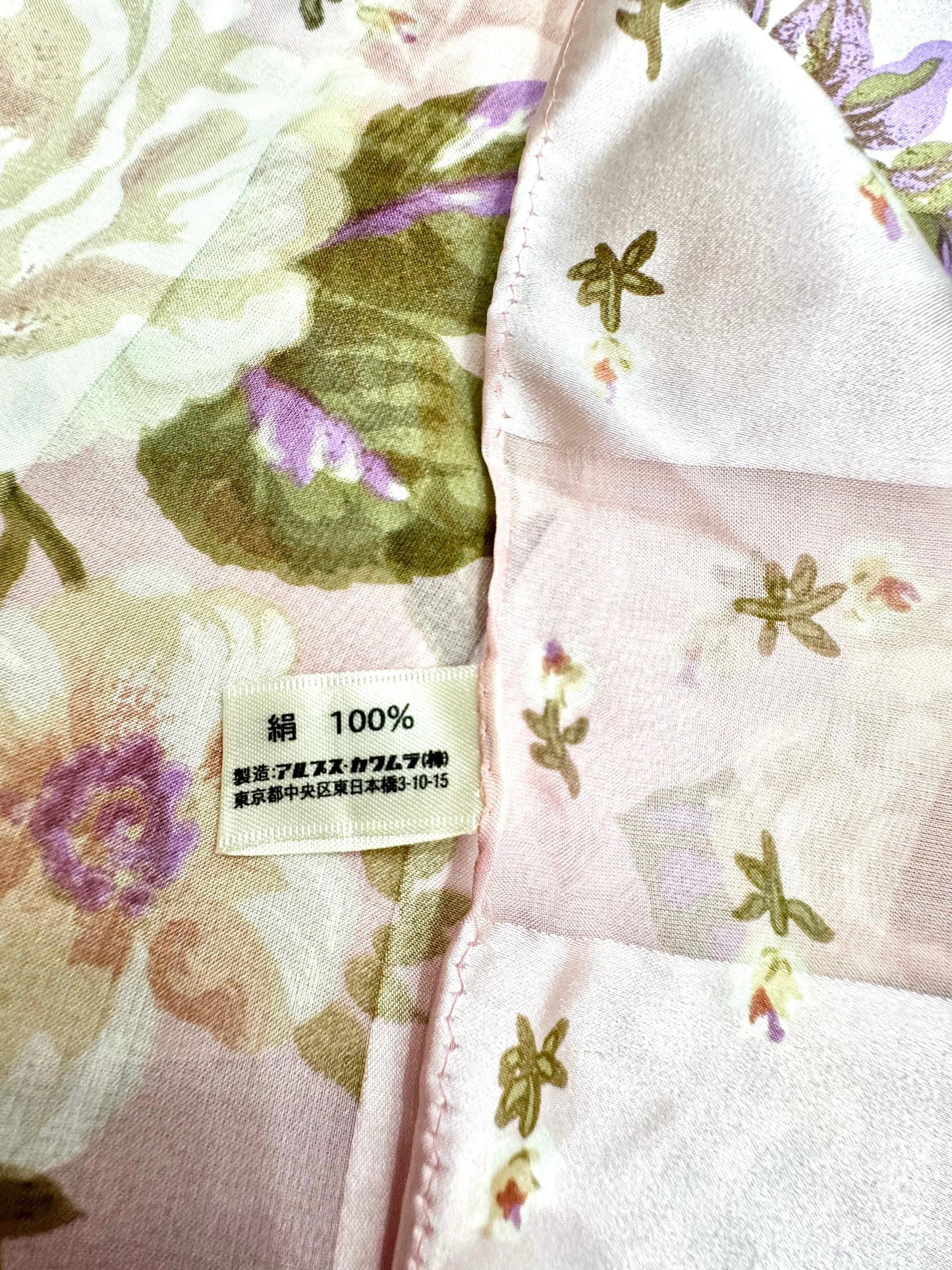 Maxime Labeyrie Floral Stripe Silk Scarf – Lavender & Rose 36”