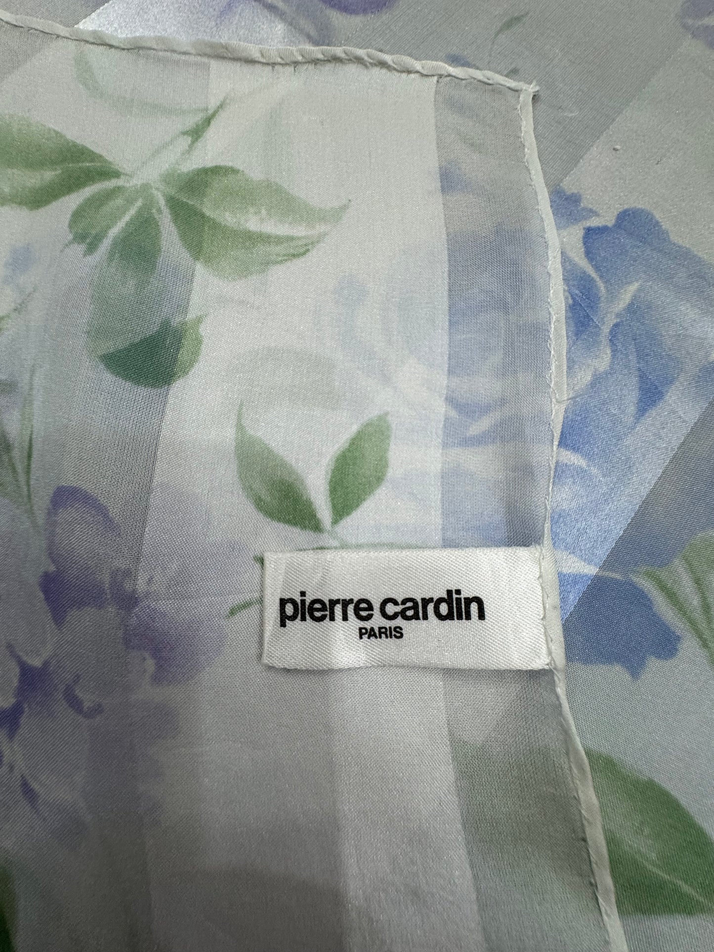 Pierre Cardin Blue Rose & Lavender Silk Scarf – 35”